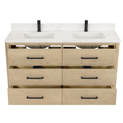 Meuble-lavabo Porto avec dessus en quartz blanc sans miroir