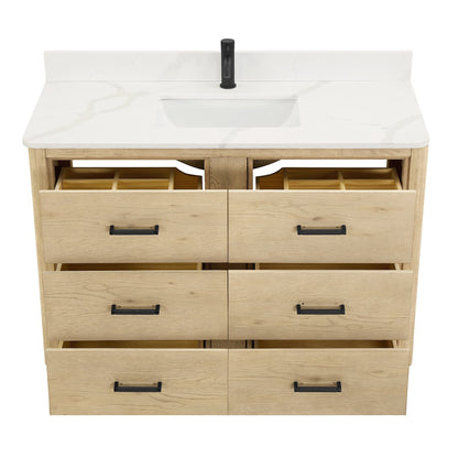 Meuble-lavabo Porto avec dessus en quartz blanc sans miroir