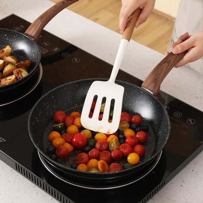 Ensemble de casseroles et poêles antiadhésives, batterie de cuisine en céramique avec motif, ustensiles de cuisine à induction avec poêles à frire, cocotte avec couvercles