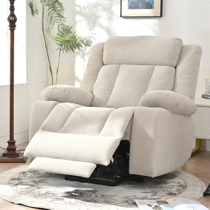 Fauteuil releveur électrique pour personnes âgées, fauteuil releveur en tissu avec repose-pieds allongé, 2 porte-gobelets, poches latérales et télécommande.