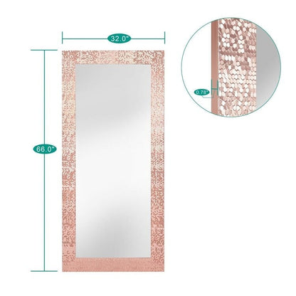 Miroir vertical pleine longueur à motif mosaïque haut de gamme - Miroir d'habillage complet sur pied, incliné ou autoportant