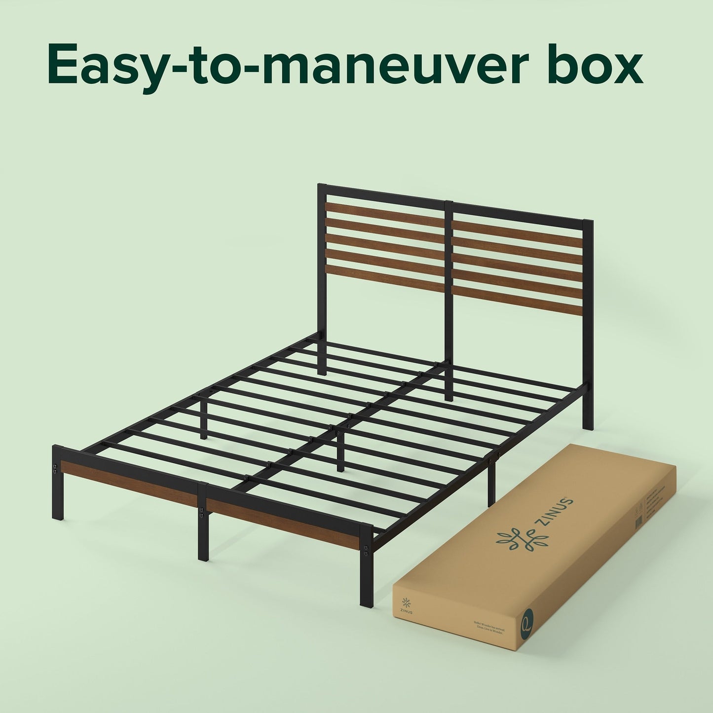 Cadre de lit plateforme en bambou et métal marron Priage par ZINUS