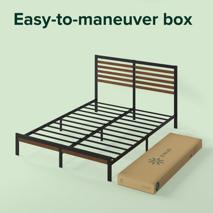 Cadre de lit plateforme en bambou et métal marron Priage par ZINUS