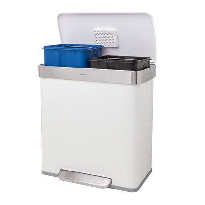 Poubelle de recyclage rectangulaire Qualiazero 16 gal (unité double 8 gal) - Acier inoxydable