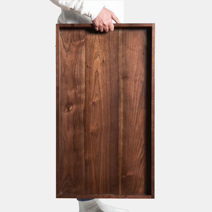 Plateau de service rectangulaire en bois de noyer noir KINWELL, plateau ottoman