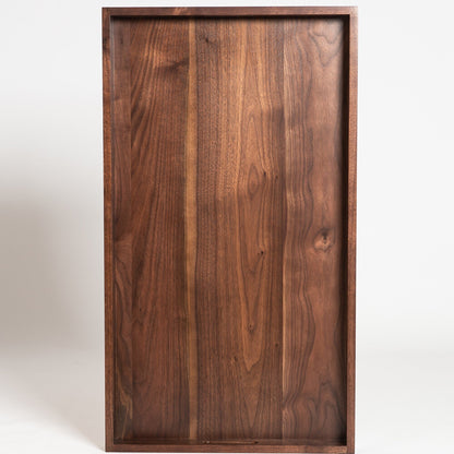 Plateau de service rectangulaire en bois de noyer noir KINWELL, plateau ottoman