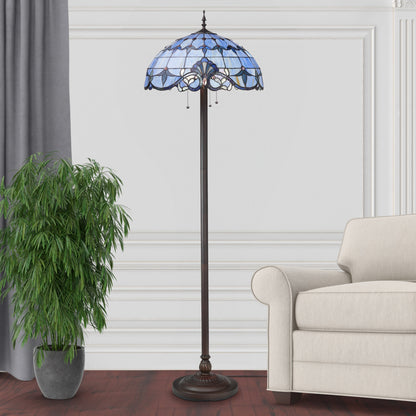 Lampadaire River of Goods Allistar en verre teinté et résine, 3 lumières, 64 pouces de hauteur, éclairage vers le bas - 20 L x 20 l x 64 H