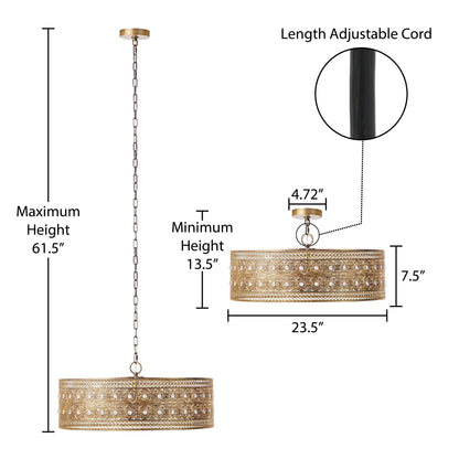 Lustre River of Goods Bryar en laiton et cristal 23,5 W à 3 lumières - 23,5 x 23,5 x 61,5