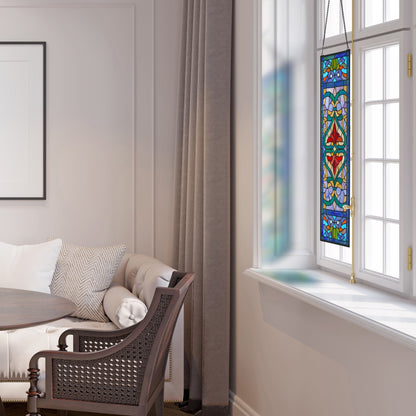 Vitrail victorien River of Goods, motif fleur de lys - 9,5 L x 0,25 l x 36 H