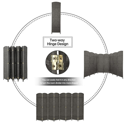 Paravent de séparation de pièce de 1,8 m de haut, écran de confidentialité autoportant en fibre tissée, écran pliant