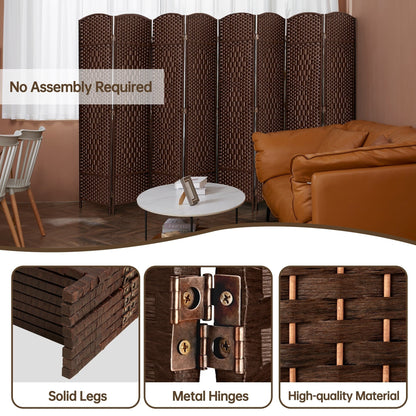 Paravent de séparation de pièce de 1,8 m de haut, écran de confidentialité autoportant en fibre tissée, écran pliant