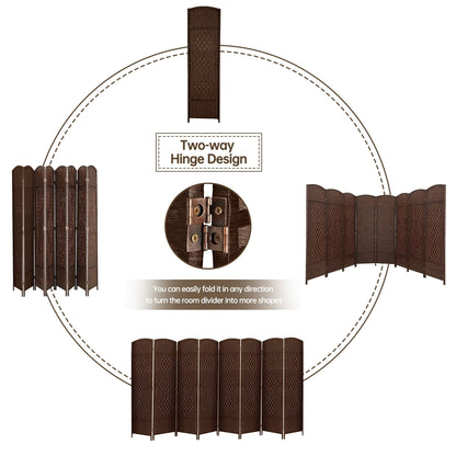 Paravent de séparation de pièce de 1,8 m de haut, écran de confidentialité autoportant en fibre tissée, écran pliant