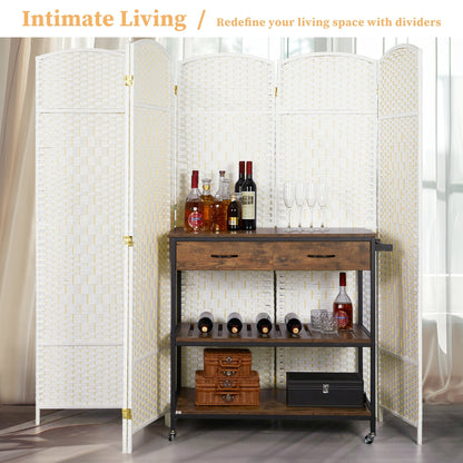 Paravent de séparation de pièce de 1,8 m de haut, écran de confidentialité autoportant en fibre tissée, écran pliant