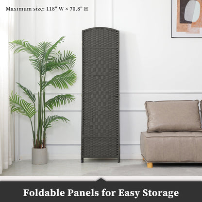 Paravent de séparation de pièce de 1,8 m de haut, écran de confidentialité autoportant en fibre tissée, écran pliant