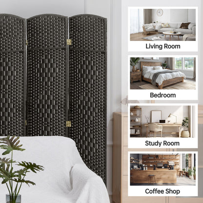 Paravent de séparation de pièce de 1,8 m de haut, écran de confidentialité autoportant en fibre tissée, écran pliant