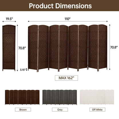 Paravent de séparation de pièce de 1,8 m de haut, écran de confidentialité autoportant en fibre tissée, écran pliant