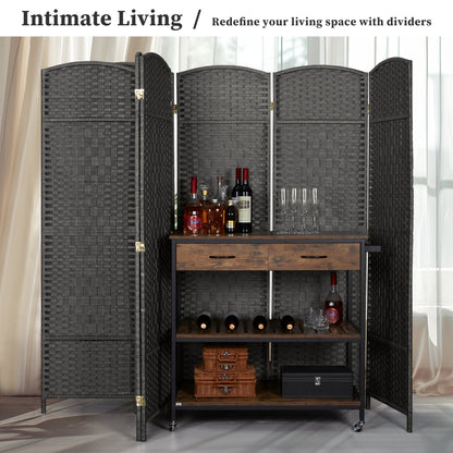 Paravent de séparation de pièce de 1,8 m de haut, écran de confidentialité autoportant en fibre tissée, écran pliant