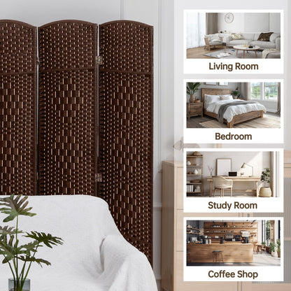 Paravent de séparation de pièce de 1,8 m de haut, écran de confidentialité autoportant en fibre tissée, écran pliant