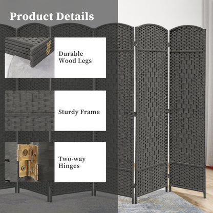 Paravent de séparation de pièce de 1,8 m de haut, écran de confidentialité autoportant en fibre tissée, écran pliant