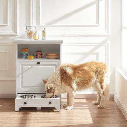 Station d'alimentation pour chiens Roomfitters avec 2 gamelles surélevées et armoire d'alimentation inclinable pour animaux de compagnie