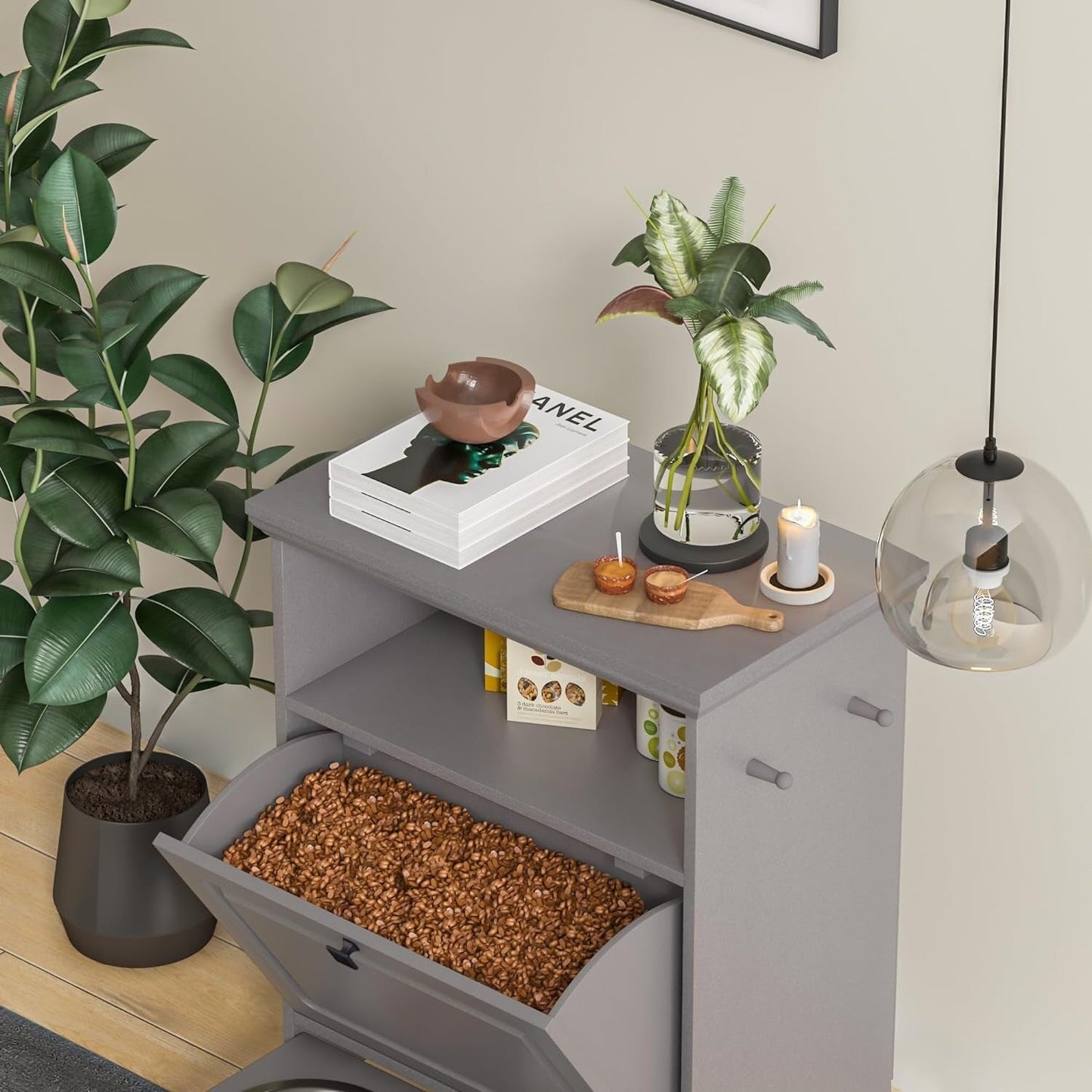 Station d'alimentation pour chiens Roomfitters avec 2 gamelles surélevées et armoire d'alimentation inclinable pour animaux de compagnie