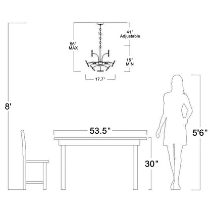 Lustre Rosa à 6 lumières en cristal argenté brossé, motif fleur de champagne