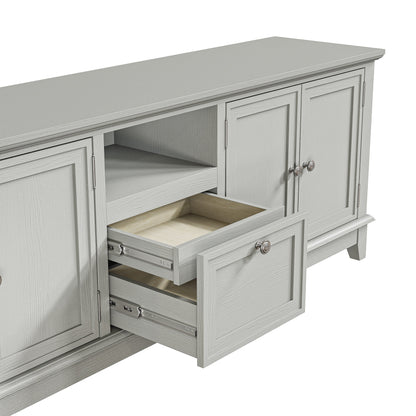 Meuble TV rustique de 72 pouces avec étagères réglables et rangement dissimulé – 72 pouces de largeur