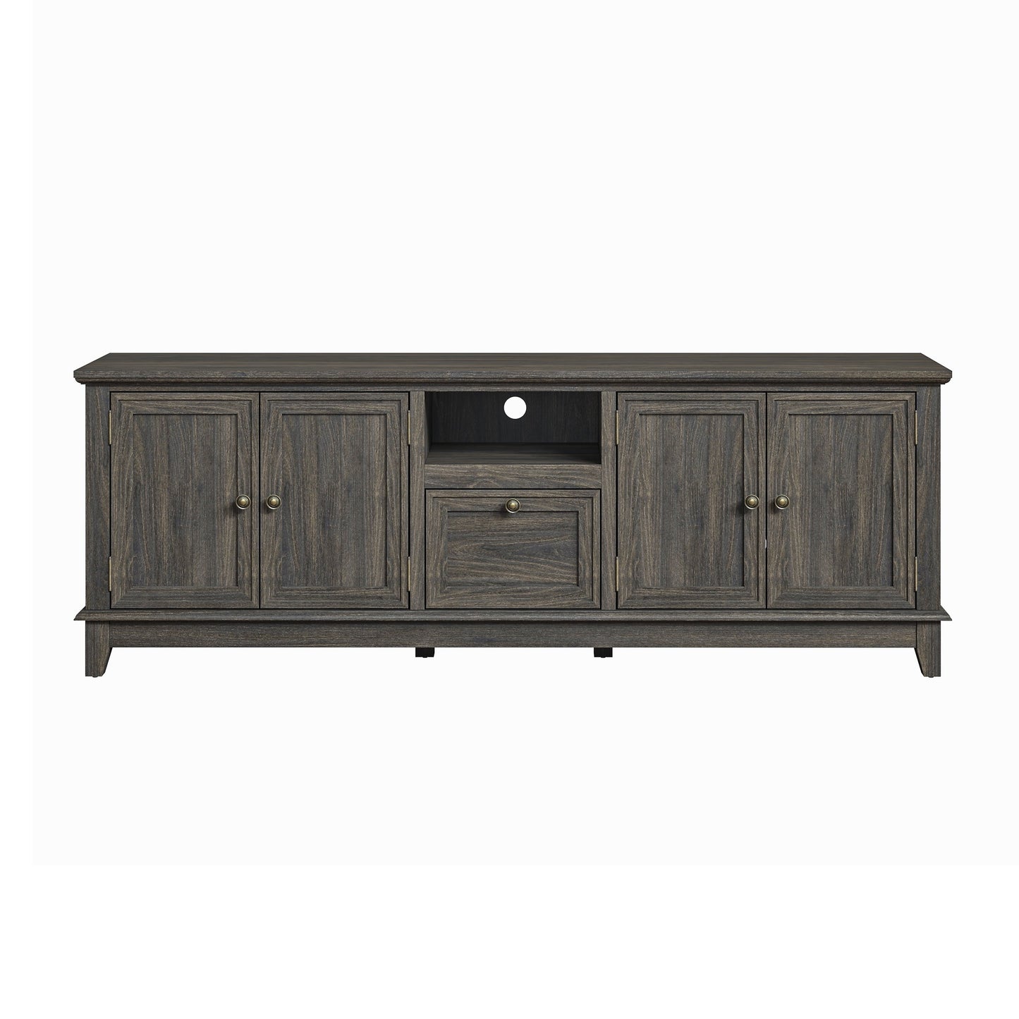 Meuble TV rustique de 72 pouces avec étagères réglables et rangement dissimulé – 72 pouces de largeur