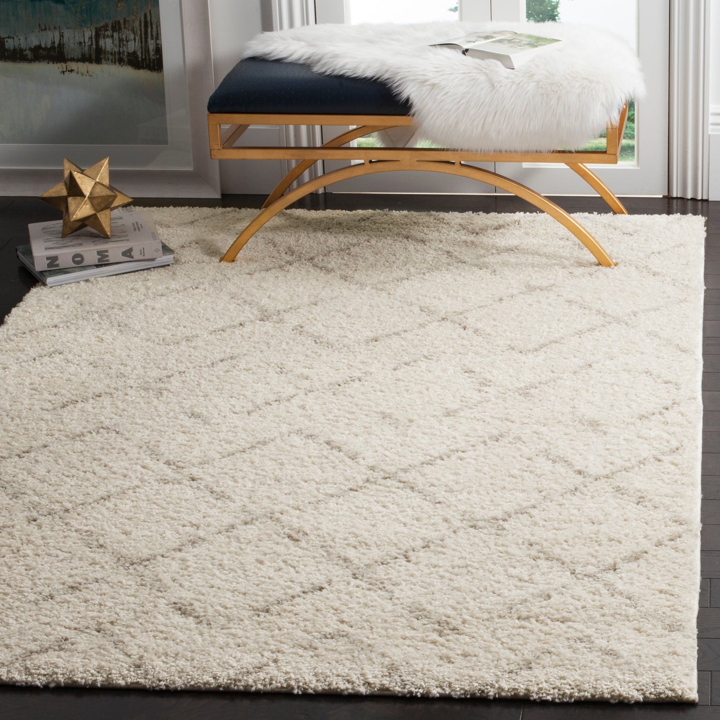 Tapis SAFAVIEH Arizona Shag Ghinwa de 3 cm d'épaisseur