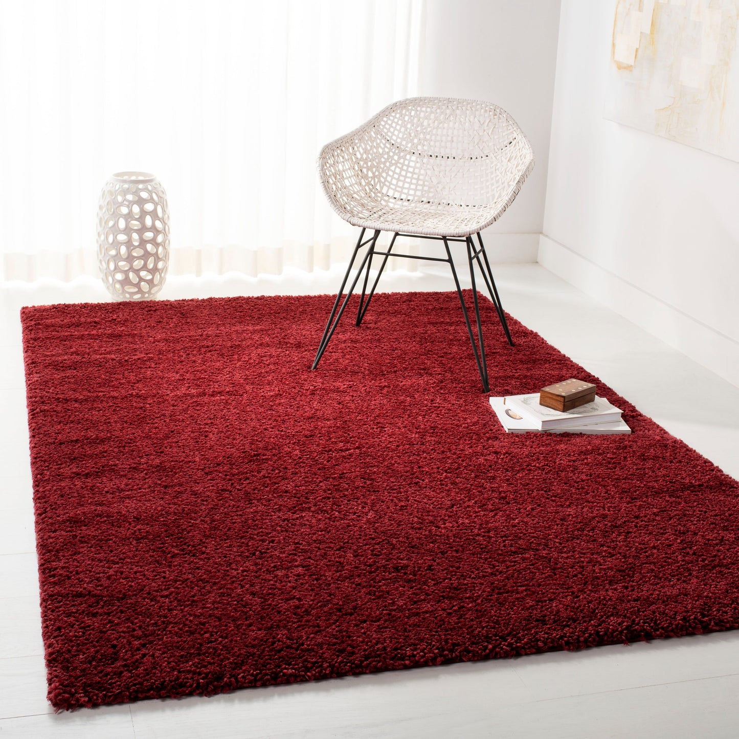 Tapis SAFAVIEH August Wilhelma Shag uni de 3 cm d'épaisseur