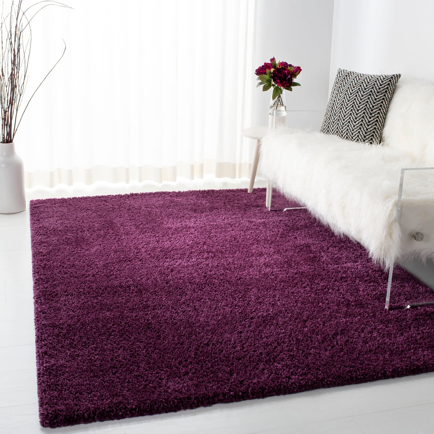 Tapis SAFAVIEH August Wilhelma Shag uni de 3 cm d'épaisseur