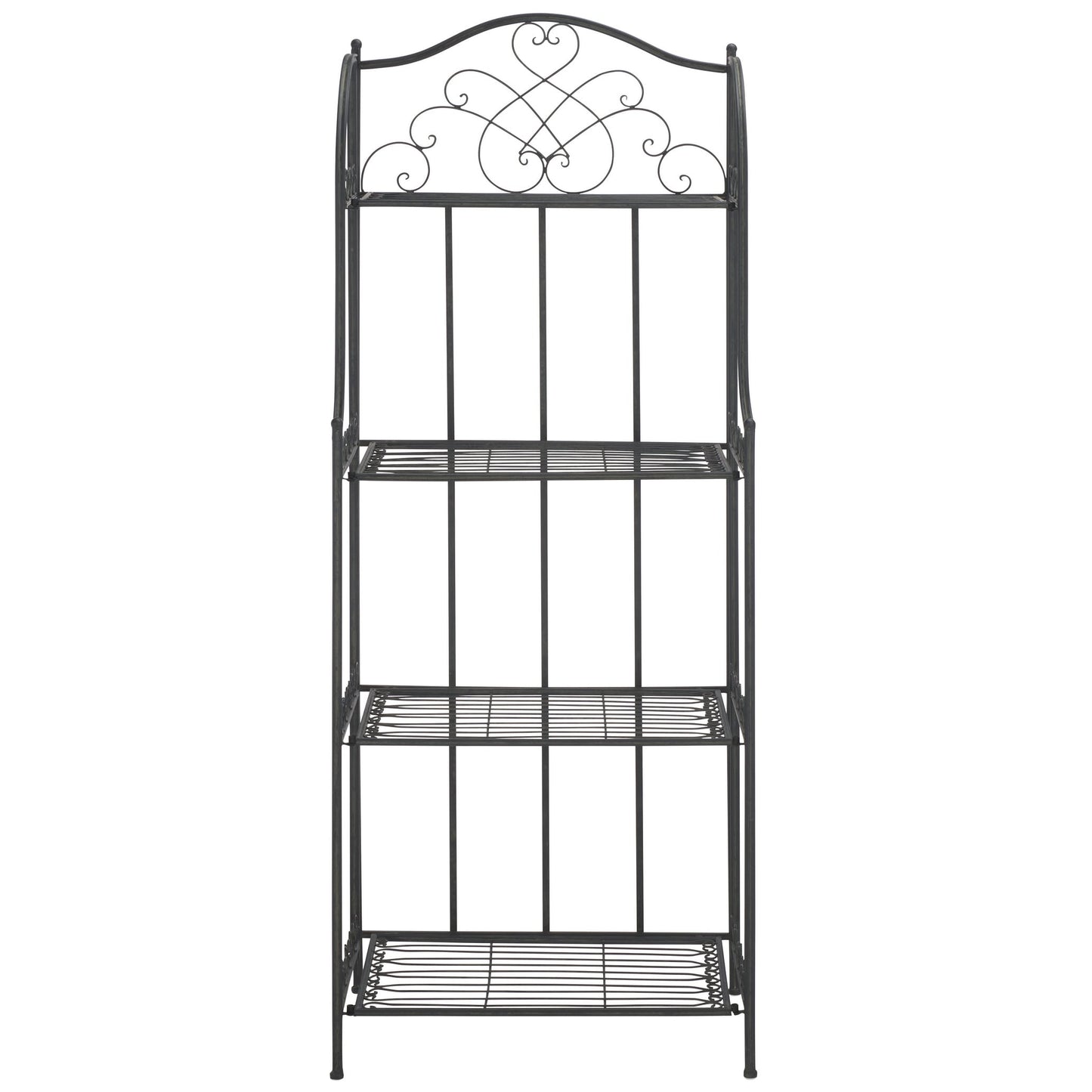 Étagère de boulangerie d'extérieur à 4 niveaux en fer forgé victorien SAFAVIEH Bryn - 25 po L x 15 po P x 63 po H - 25 L x 15 P x 63 H