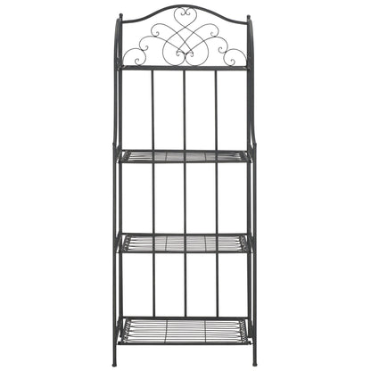 Étagère de boulangerie d'extérieur à 4 niveaux en fer forgé victorien SAFAVIEH Bryn - 25 po L x 15 po P x 63 po H - 25 L x 15 P x 63 H