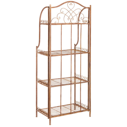 Étagère de boulangerie d'extérieur à 4 niveaux en fer forgé victorien SAFAVIEH Bryn - 25 po L x 15 po P x 63 po H - 25 L x 15 P x 63 H