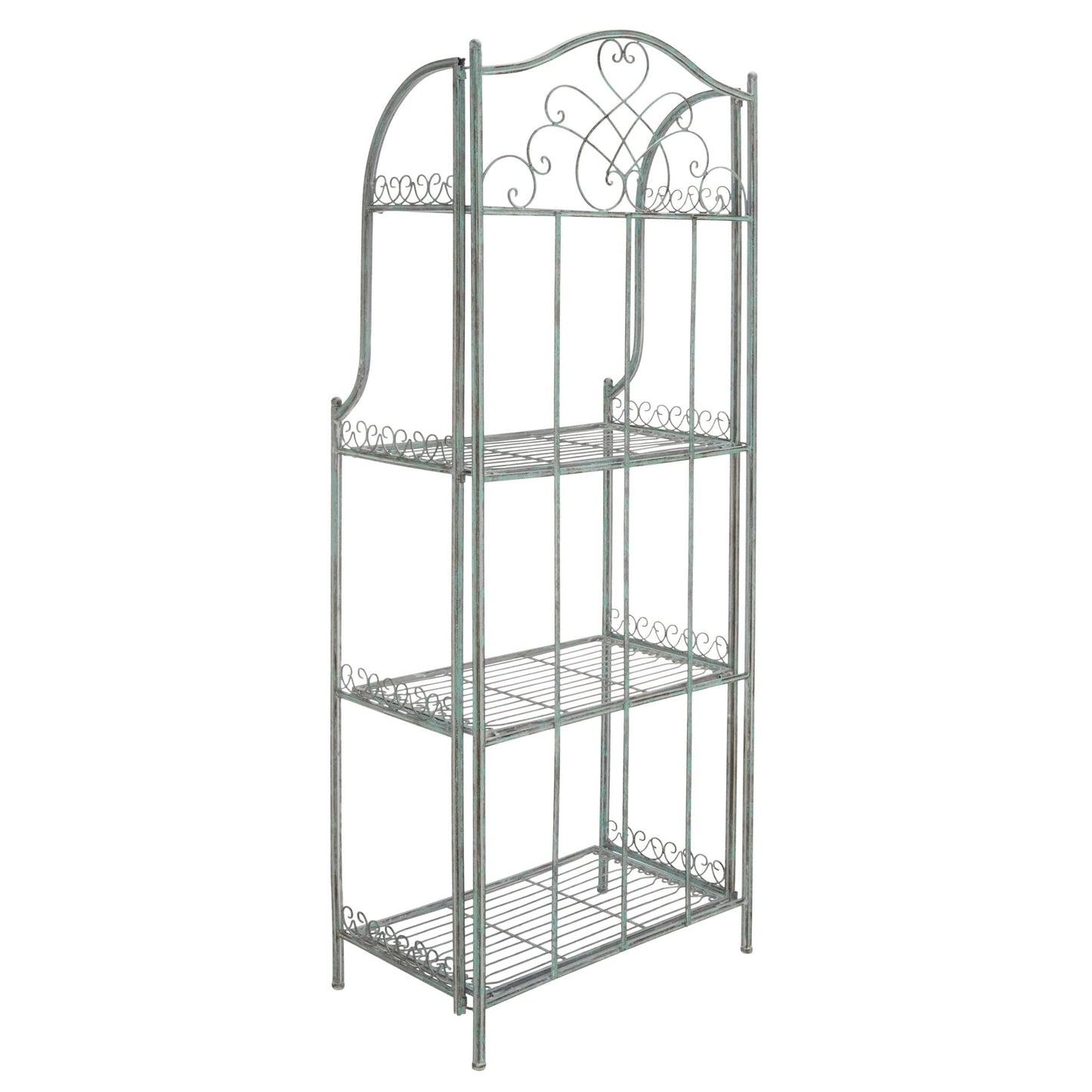 Étagère de boulangerie d'extérieur à 4 niveaux en fer forgé victorien SAFAVIEH Bryn - 25 po L x 15 po P x 63 po H - 25 L x 15 P x 63 H