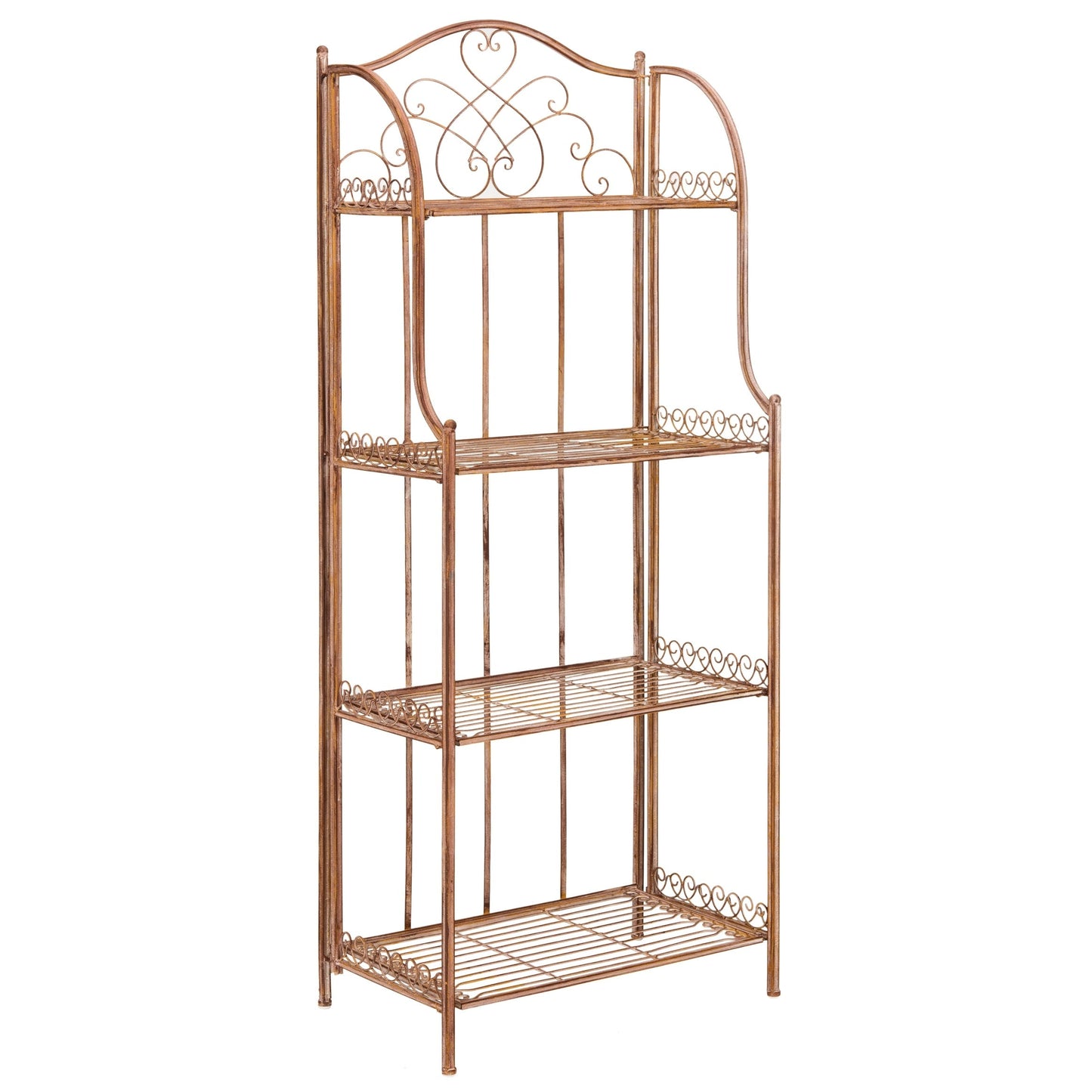 Étagère de boulangerie d'extérieur à 4 niveaux en fer forgé victorien SAFAVIEH Bryn - 25 po L x 15 po P x 63 po H - 25 L x 15 P x 63 H