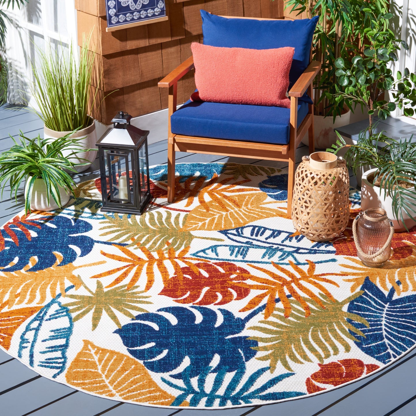 Tapis de patio imperméable à motif floral SAFAVIEH Cabana Arik pour intérieur/extérieur