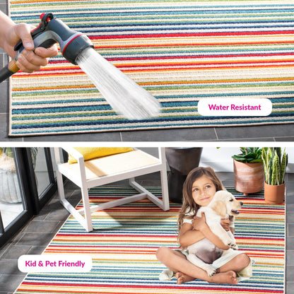 Tapis de patio imperméable à rayures SAFAVIEH Cabana Gafia pour intérieur/extérieur