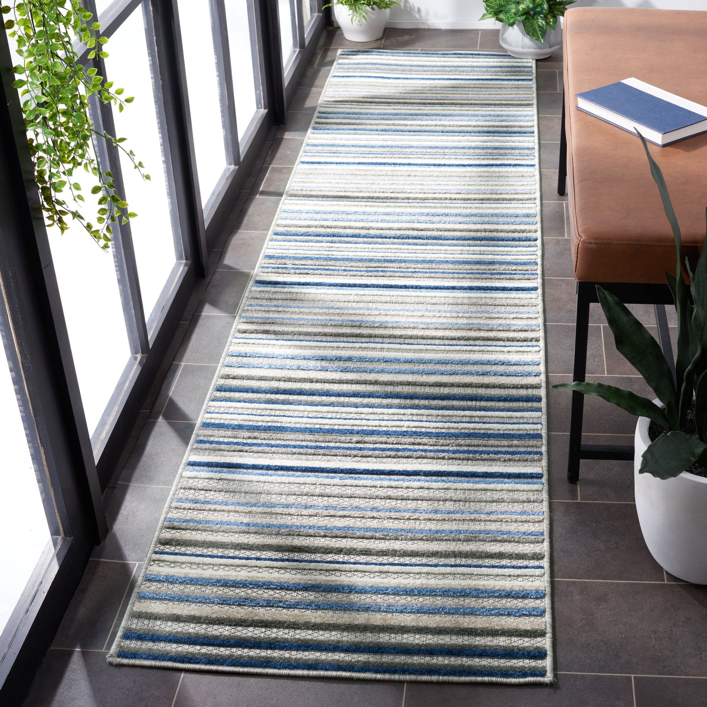Tapis de patio imperméable à rayures SAFAVIEH Cabana Gafia pour intérieur/extérieur