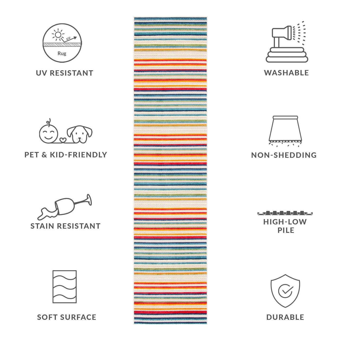 Tapis de patio imperméable à rayures SAFAVIEH Cabana Gafia pour intérieur/extérieur