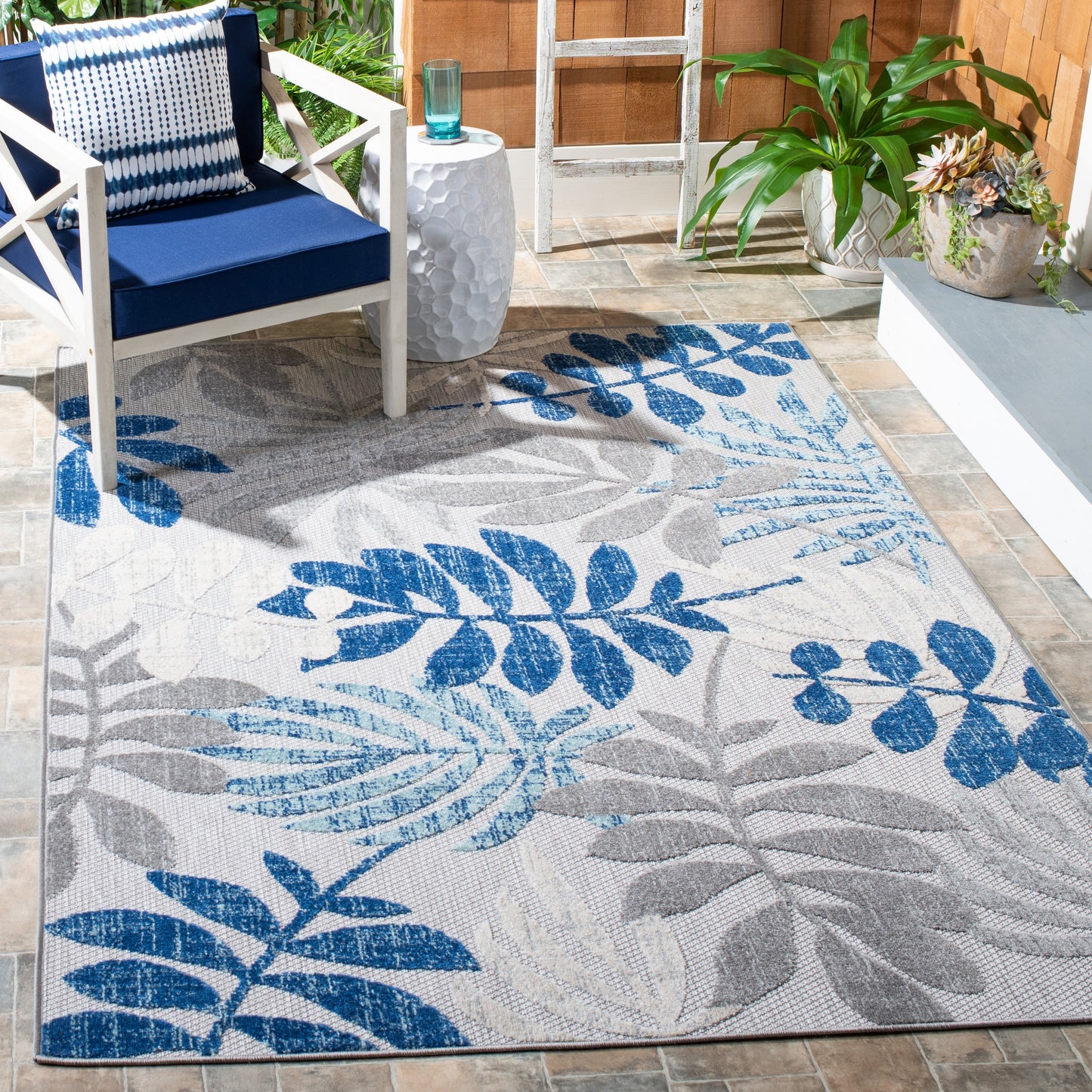 Tapis de patio imperméable à motif floral SAFAVIEH Cabana Neera pour intérieur/extérieur