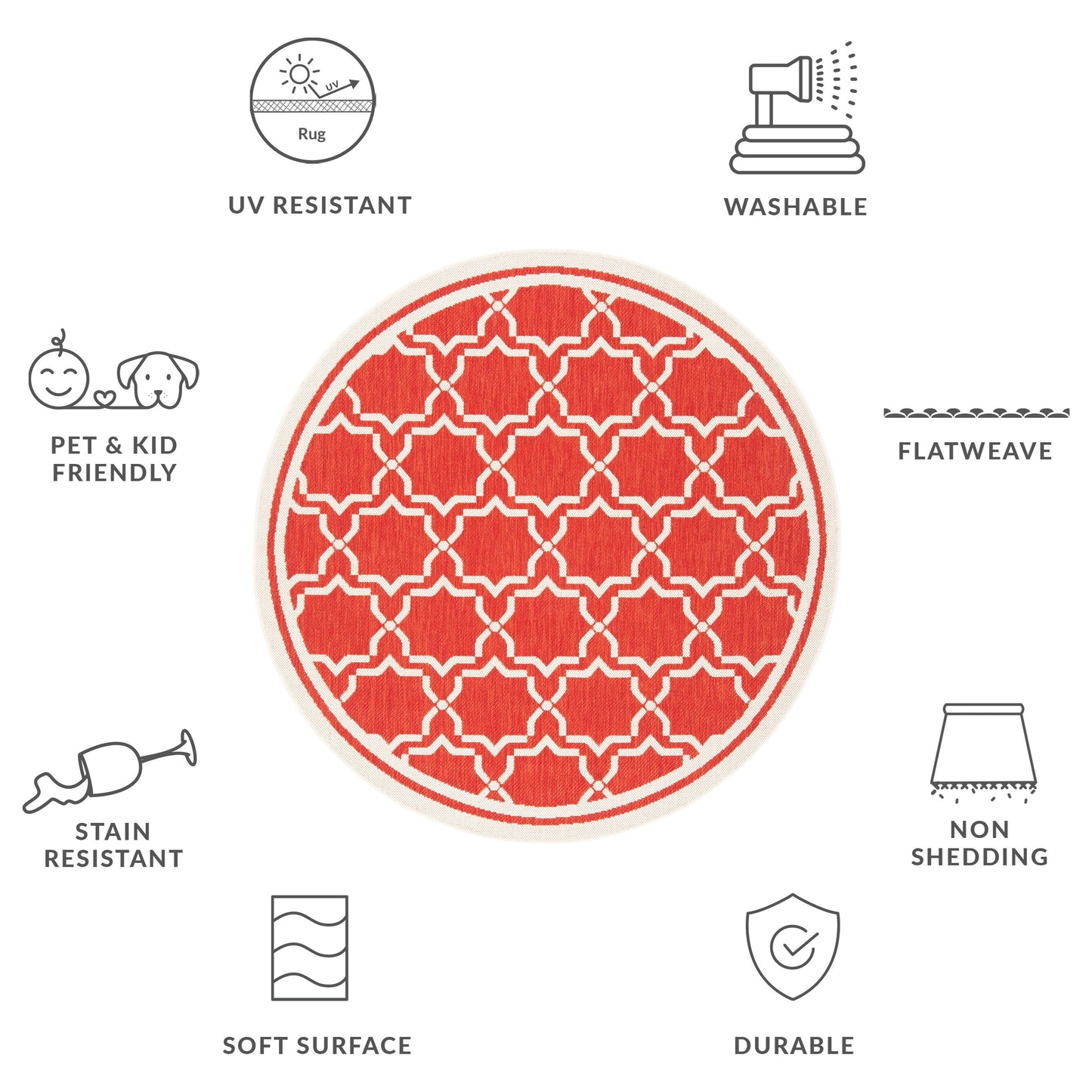 Tapis de jardin imperméable SAFAVIEH Courtyard Gulsin pour intérieur/extérieur