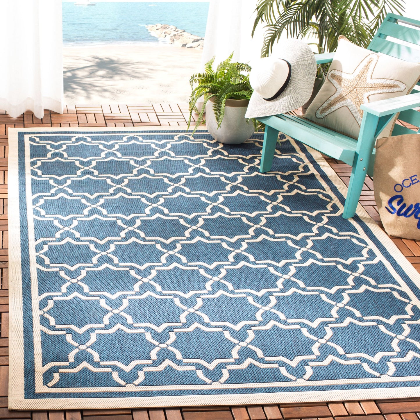 Tapis de jardin imperméable SAFAVIEH Courtyard Gulsin pour intérieur/extérieur