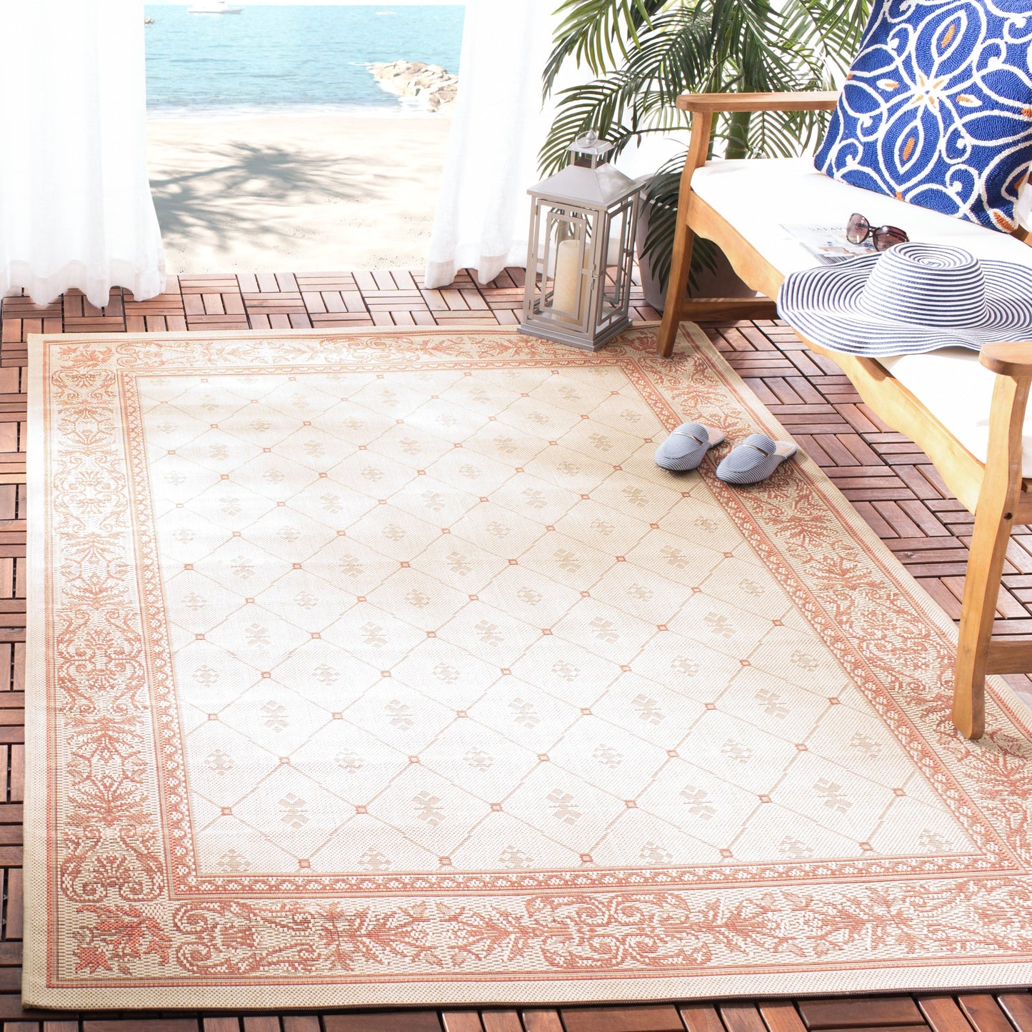 Tapis de jardin imperméable SAFAVIEH Courtyard Hendrina pour intérieur/extérieur