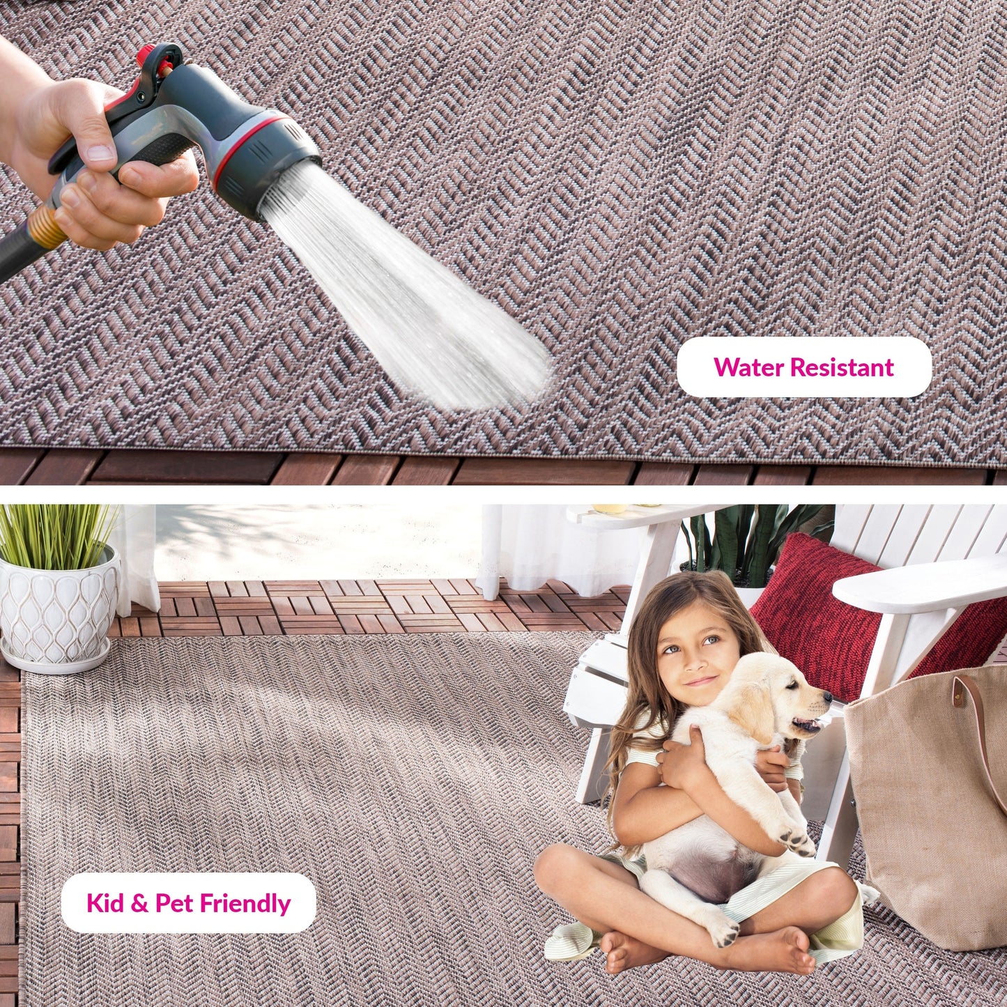 Tapis de jardin imperméable SAFAVIEH Courtyard Ilmur pour intérieur/extérieur