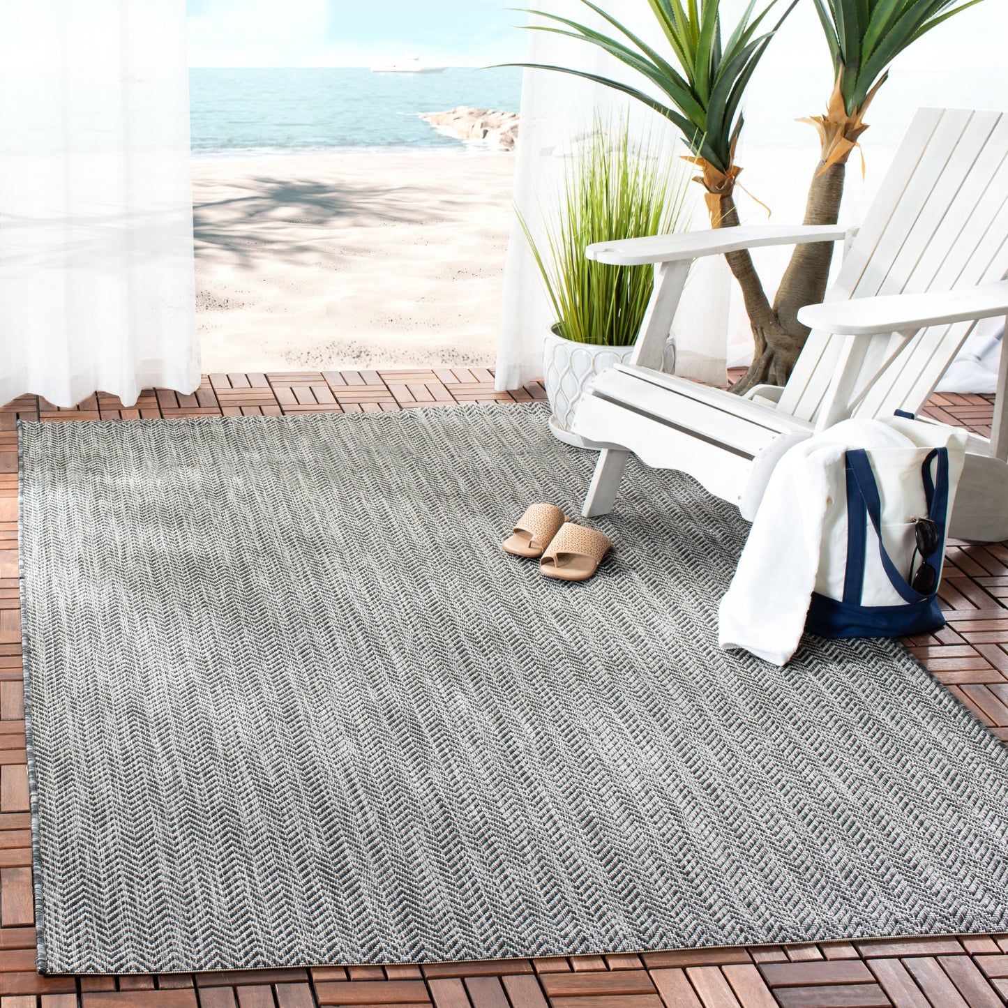 Tapis de jardin imperméable SAFAVIEH Courtyard Ilmur pour intérieur/extérieur
