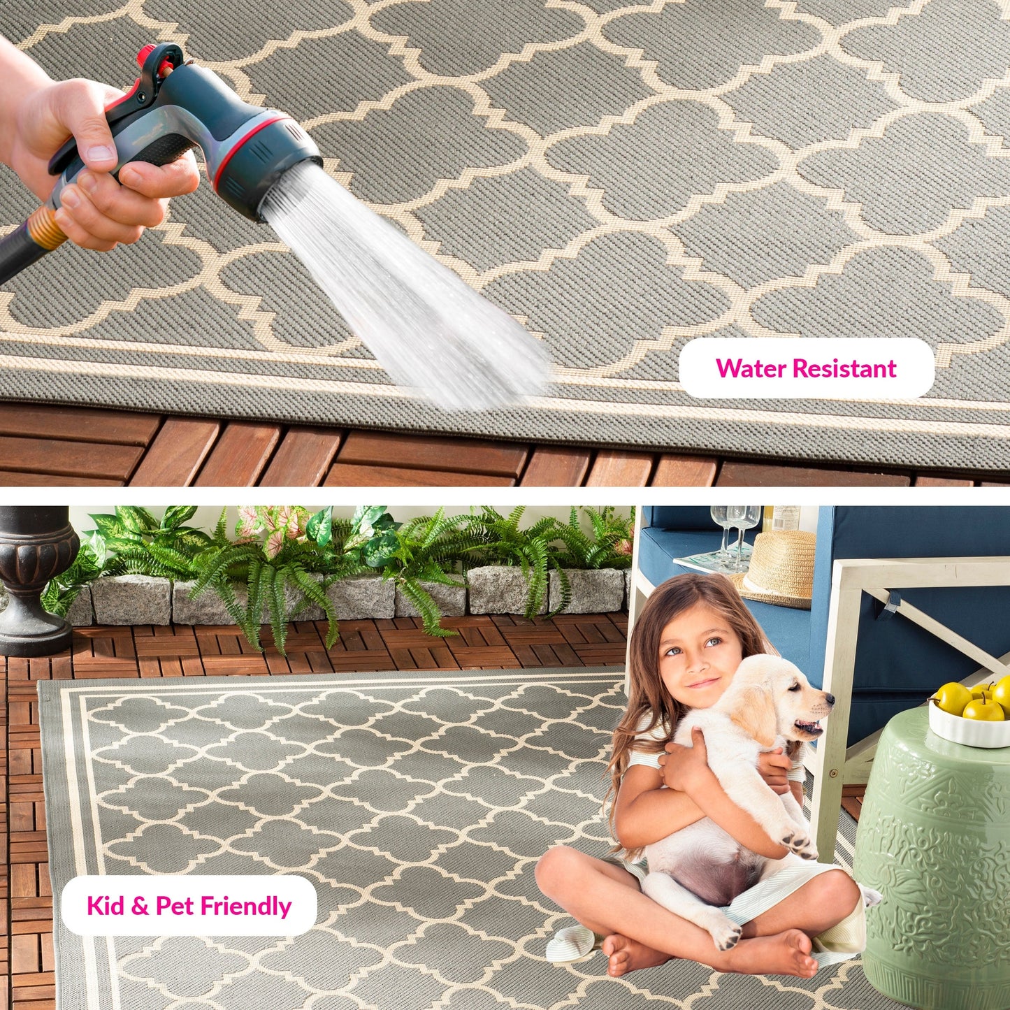 Tapis de jardin/terrasse imperméable SAFAVIEH Courtyard Kristelle