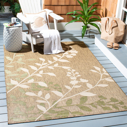 Tapis de jardin SAFAVIEH Courtyard Luann Botanical imperméable pour intérieur/extérieur, terrasse ou jardin