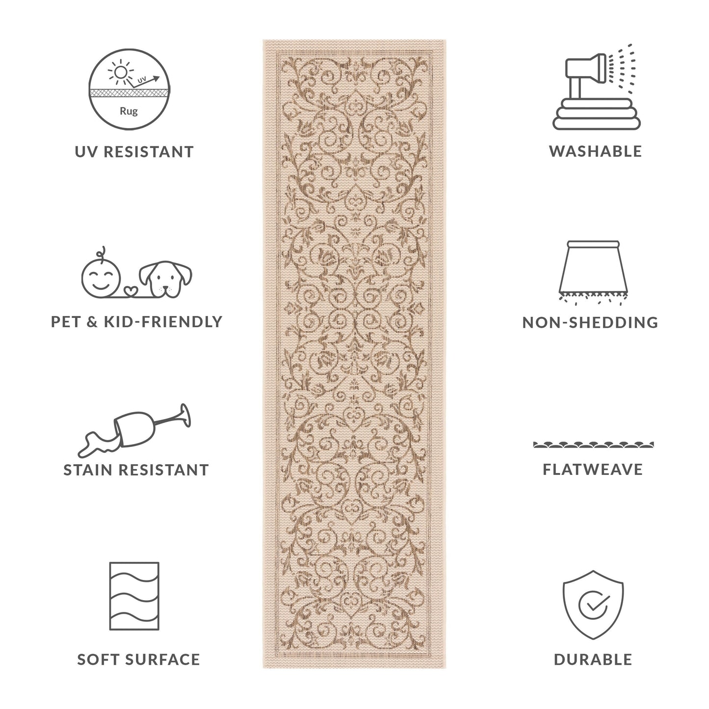 Tapis de jardin/terrasse imperméable SAFAVIEH Courtyard Miljeta