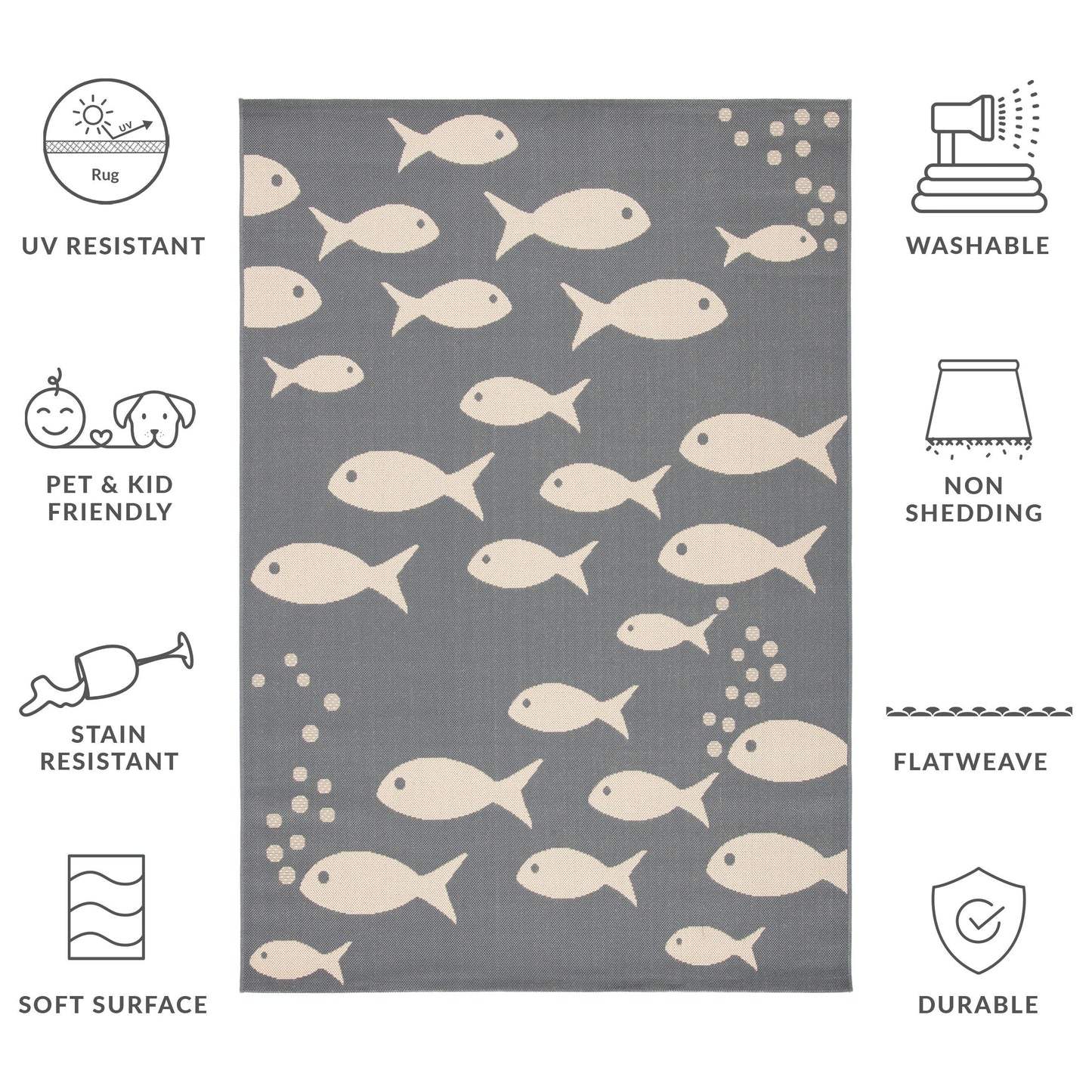 Tapis de jardin SAFAVIEH Courtyard Ragne pour intérieur/extérieur, imperméable, terrasse ou jardin.